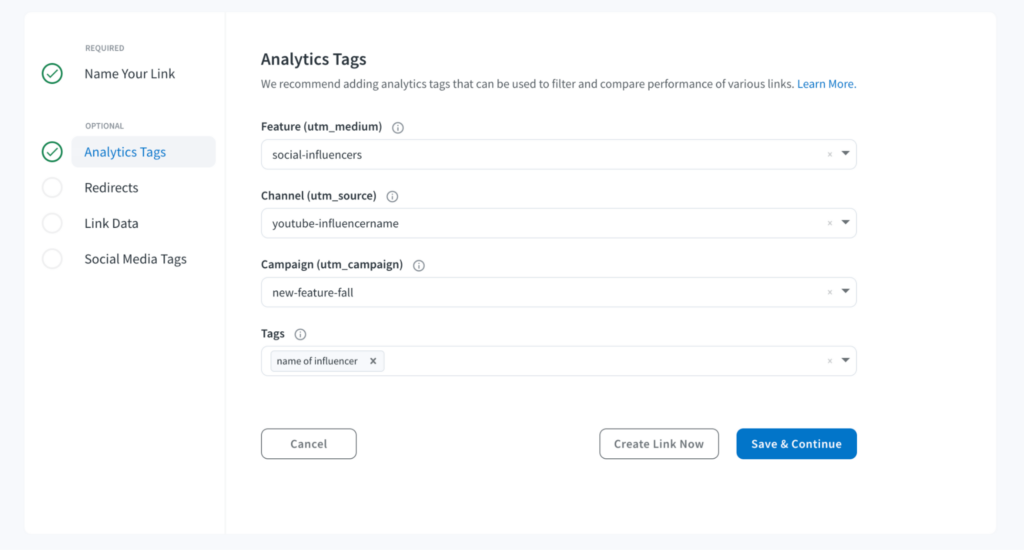Append your deep links with utm tags to aid reporting
