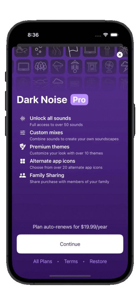 My original, custom built paywall for Dark Noise.