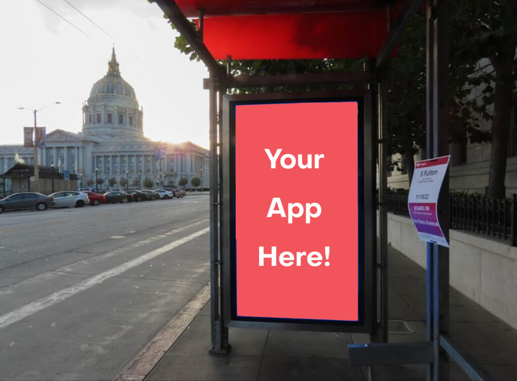 Example of a digital billboard in San Francisco that will feature 1st prize winners for a week.